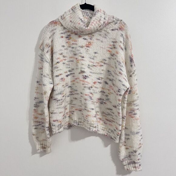 Jessica Simpson Cowl Turtleneck Ivory Confetti Sweater Size M Cottage Spring - Picture 1 of 6